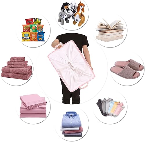 Miniatura 3 de Hinwo Paquete de 2 canastas de almacenamiento de tela de lona extra grandes con asas, contenedor de gran tamaño de 70 litros18.5 galones, caja