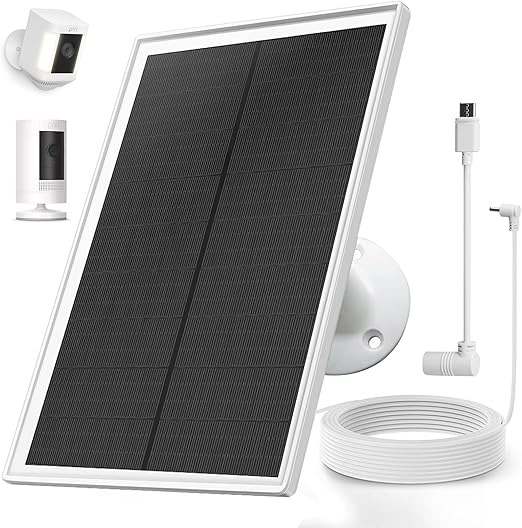 Solar Panel Charger for Ring Camera, Compatible with Ring Stick Up Cam Battery, Ring Spotlight Plus/Pro Battery, Waterproof, 6W Fast Charging (with typeC Adapter 1Pack)