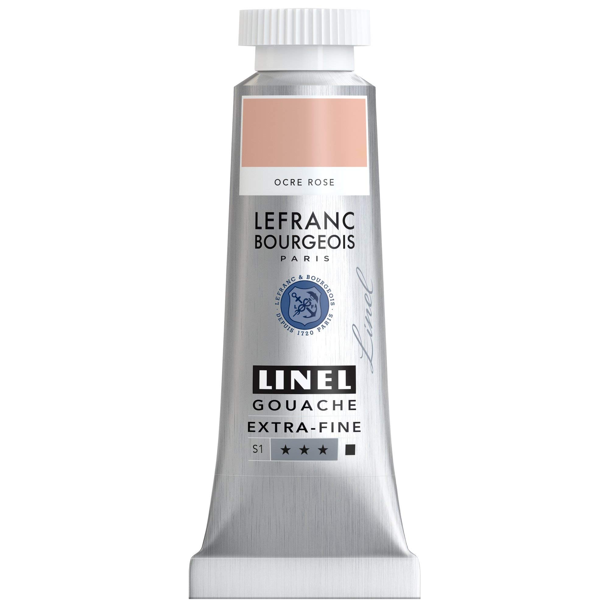 Lefranc & Bourgeois 301214 Linel Gouache Extra Fine and Smooth Watercolours with Maximum Colour Intensity, Luminosity for Streak-Free Application, 14 ml Tube - Pink Ochre