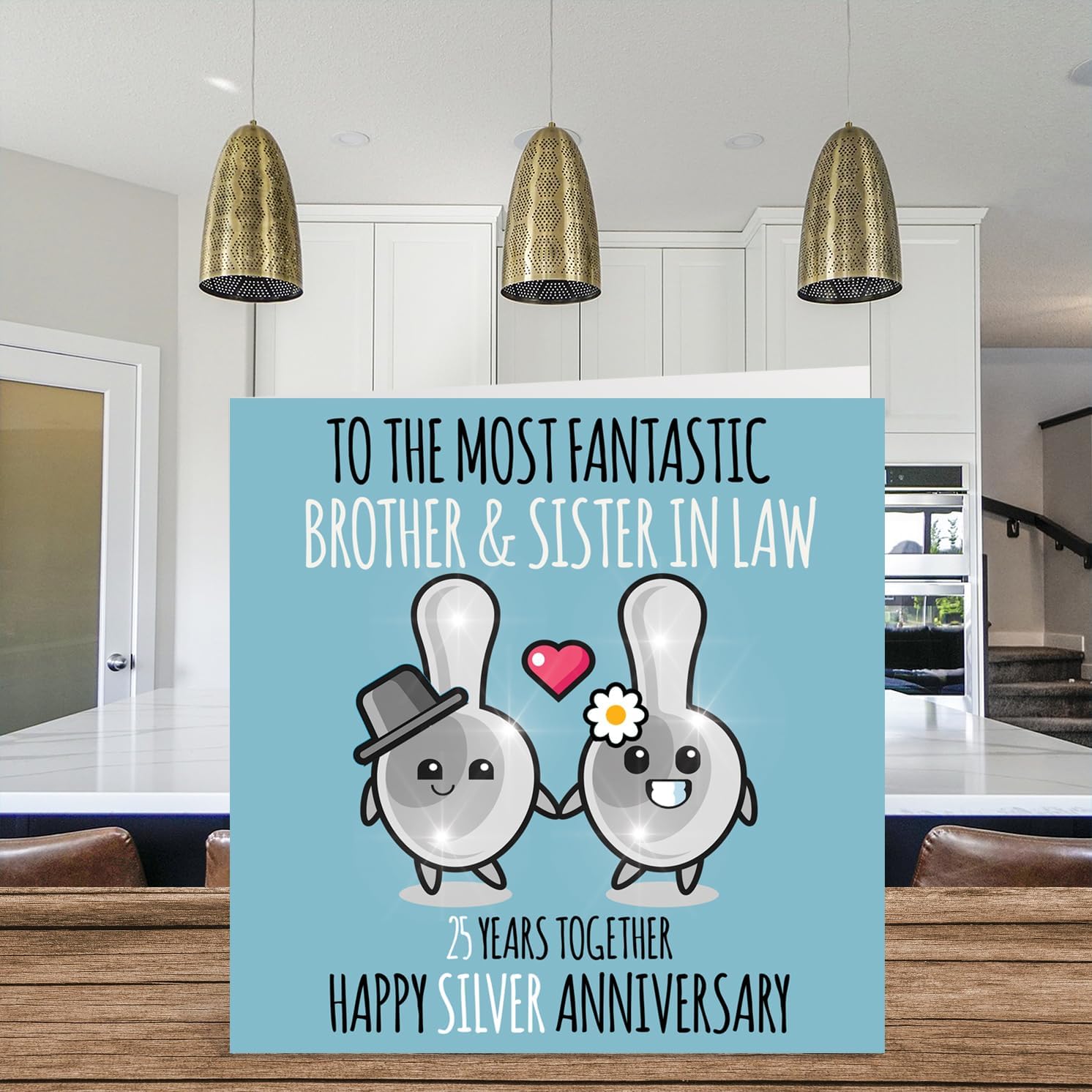 Cute Silver Anniversary Card for Brother & Sister In Law - 25 Years Together - Happy 25th Wedding Anniversary Cards for Sister In Law Brother, 5.7 x 5.7 Inch Greeting Cards for Anniversaries