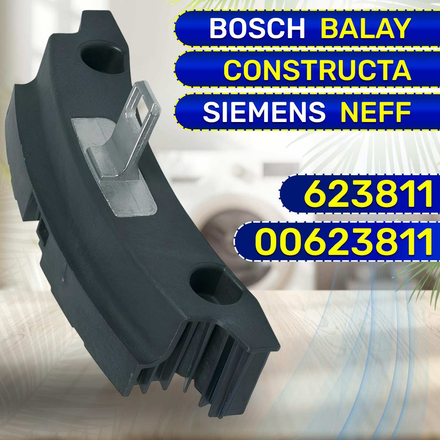 Gancho para Puerta de Secadora de Ropa 180x73x49 mm con el Código Original 623811 00623811 para Bosch para Balay para Constructa para Siemens para Neff - Garantía de 10 Años - MONTERAL