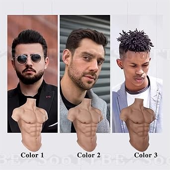 Muscle Men's Silicone Chest Upgraded Male Suit Fake Belly Simulation Muscle Fake Male Belly Muscles Suit for Cosplay