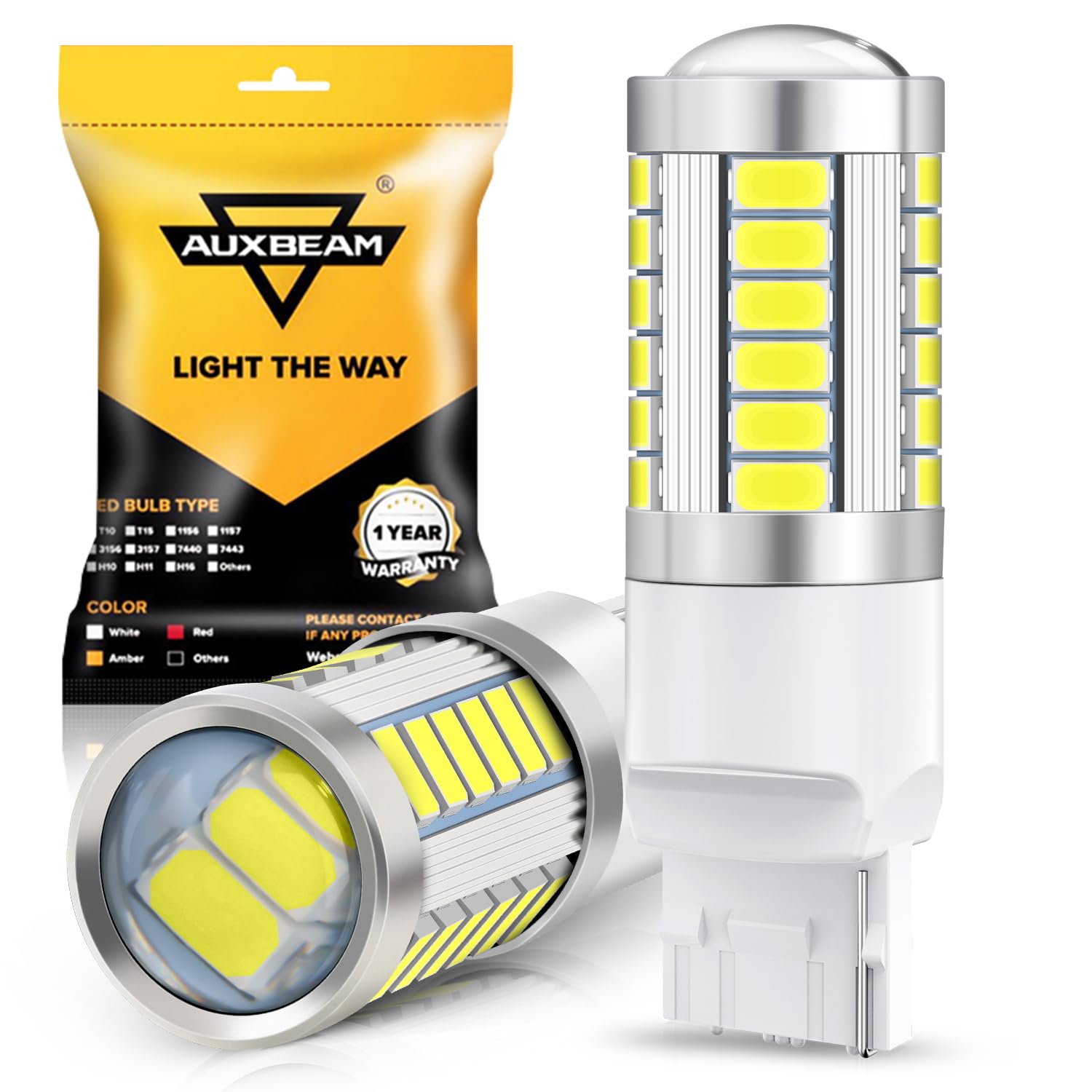 Auxbeam Extremely Bright T20 7440 W21W LED Bulbs 5730 Chipsets 33SMD Light Bulb Super White Reverse Light, Back Up Light, Tail Light, Fog Light, Turn Signals Brake Light (Pack of 2)-image-26
