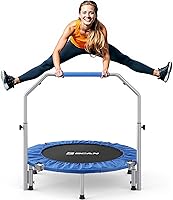 Vista 9 de BCAN 40/48" Foldable Mini Trampoline Max Load 330lbs/440lbs, Fitness Rebounder with Adjustable Foam Handle, Exercise Trampoline for Adults