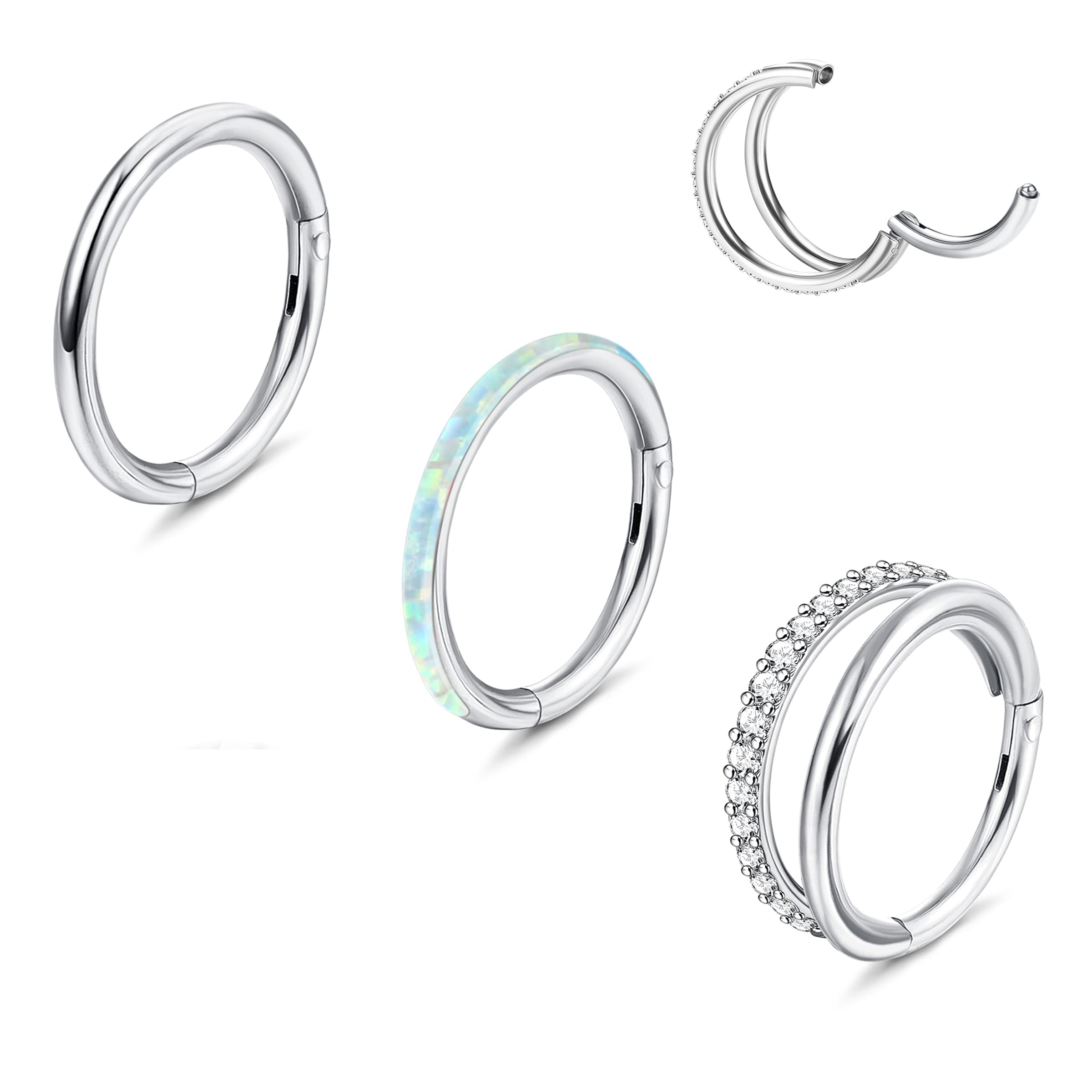 Adramata3Pcs 14G 1.6MM Piercing Ombligo Titanio Piercing Ombligo Aro Septum Piercing Hélice Cartílago Tragus Oreja Piercing Plata Oro Hipoalergénica Corporal Piercing Joyas para Mujer