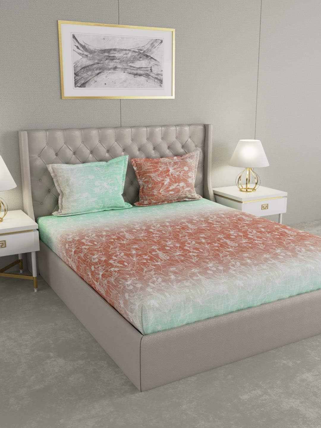 Raymond Home 100% Cotton 200 TC Multicolor Double bedsheet with 2 Pillow Covers