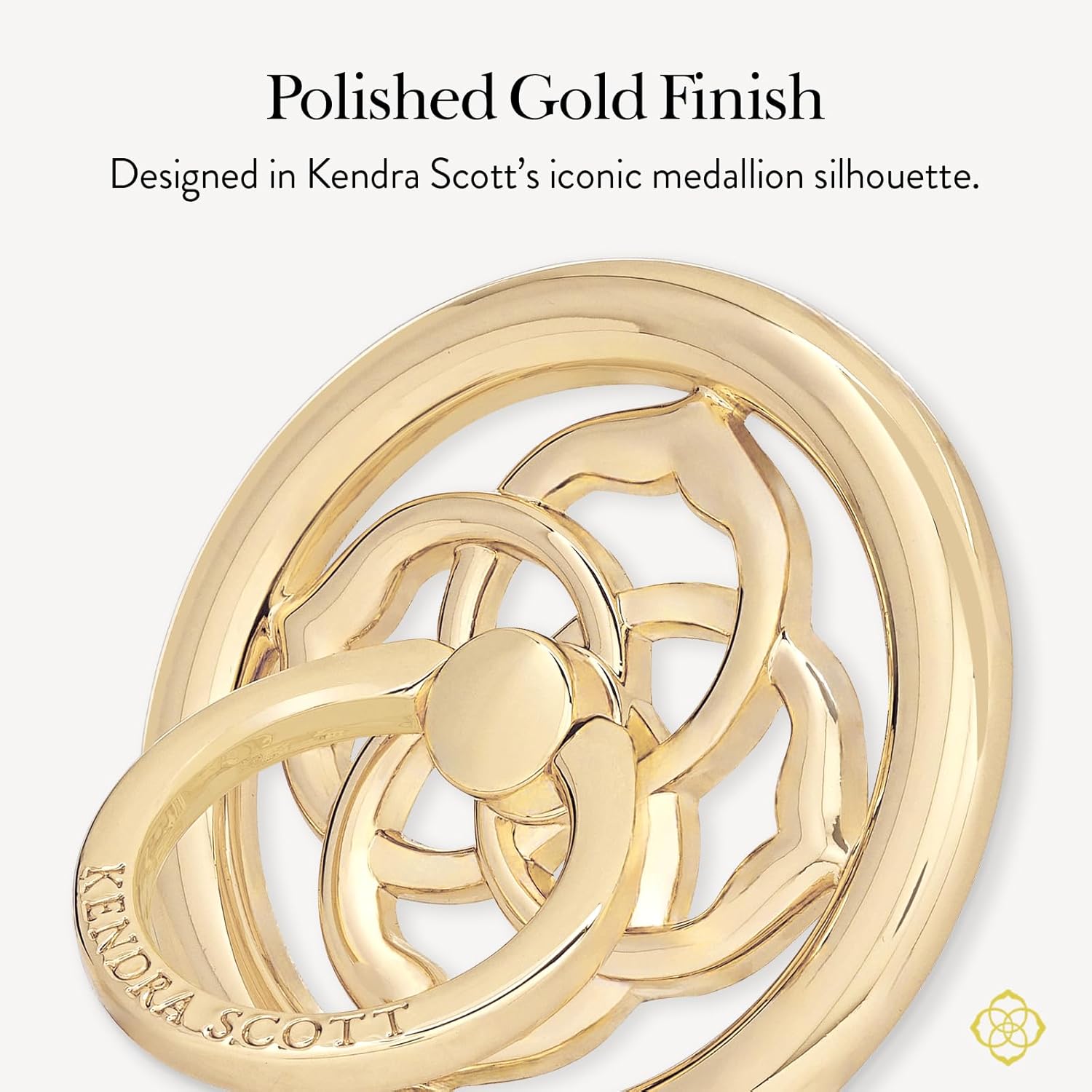 Kendra Scott Magnetic Phone Ring Grip with Stand - Removable and Collapsible - Gold Medallion