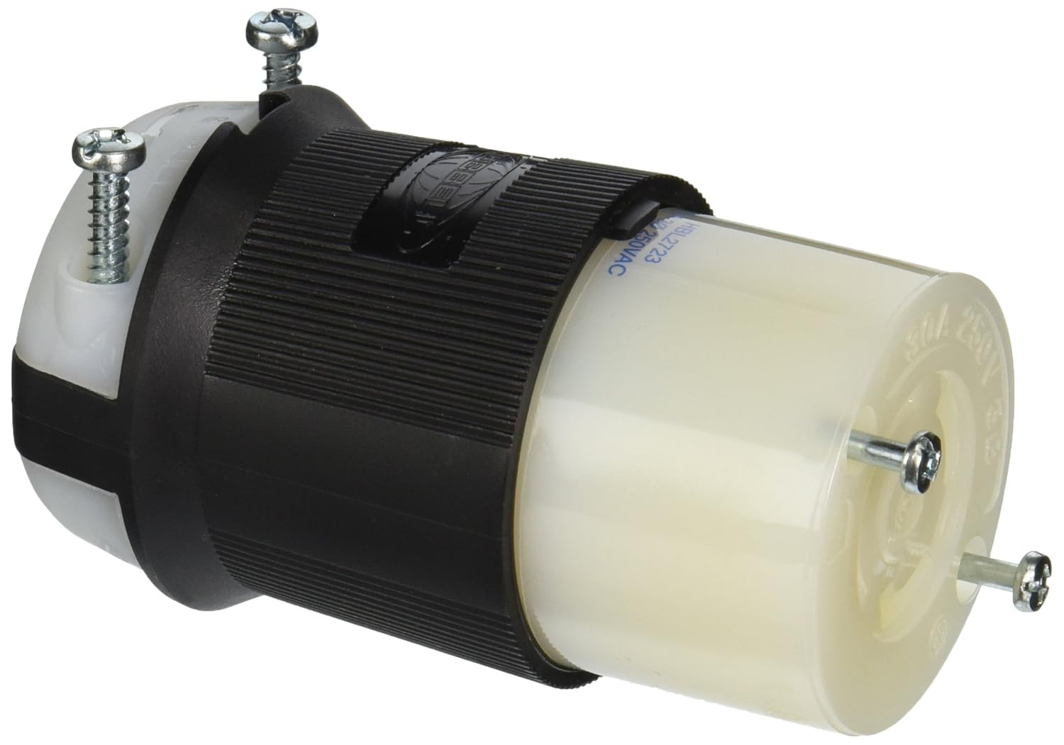 Hubbell HBL2723 Locking Connector, 30A 3P 250V, L15-30R, Black and White