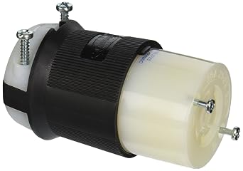 Hubbell HBL2723 Locking Connector, 30A 3P 250V, L15-30R, Black and White