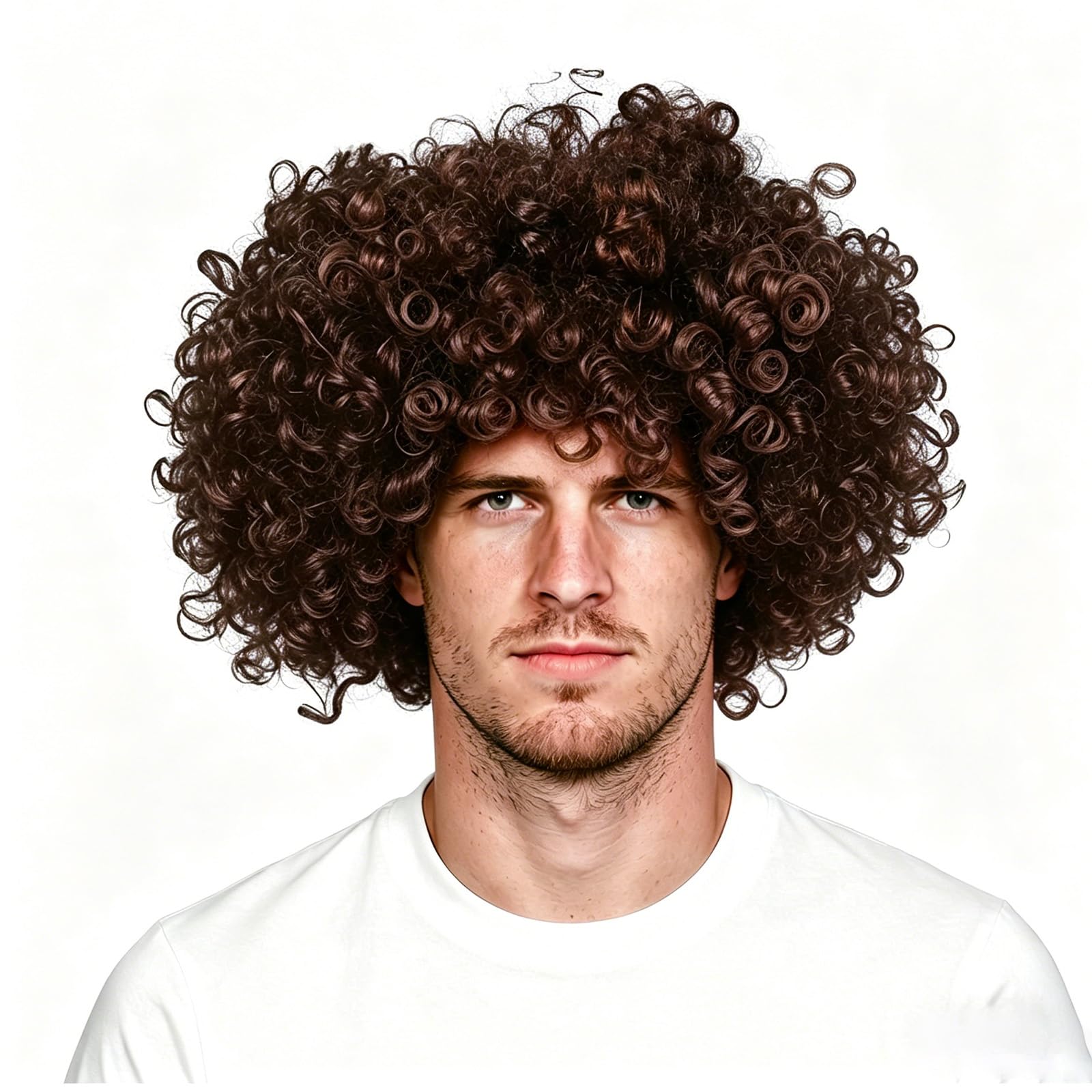 Perücke für Damen &Herren Braun Afroperücke Lockenperücke Karnevalsperücke,60er 70er 80er Jahre Kostüm Accessoires für Rocker Disco Punk Hippie,Männer Cosplay Party Karneval Halloween Fasching Perücke