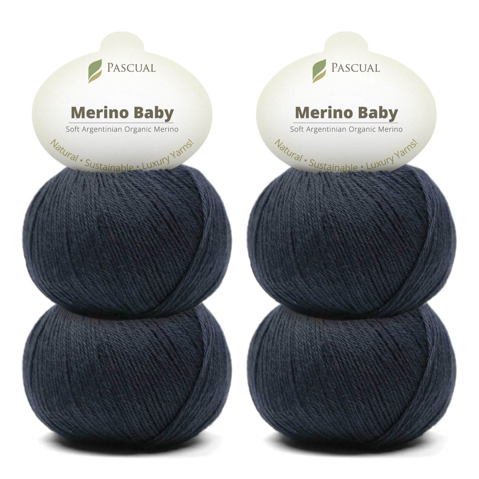 PASCUALI Merino Baby|Strickwolle aus 100% Schurwolle aus Merino, Merinowolle zum Stricken und Häkeln, SET: 4 Knäuel - 200 g, Farbe: Schiefer 303