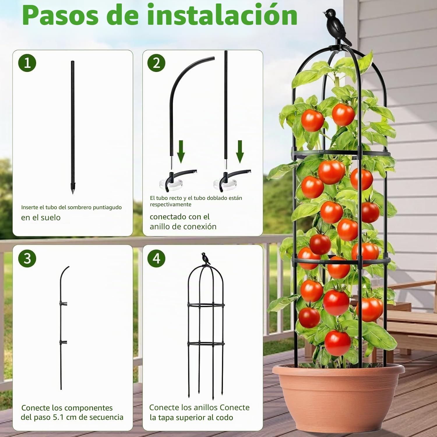 LATERN 1 Pieza Enrejado de Obelisco de Jardín para Plantas Trepadoras, 180CM Altura Soporte Metálico para Plantas con Revestimiento Antioxidante para Macetas Plantas Rosas Tomates Pepinos Flores Uvas