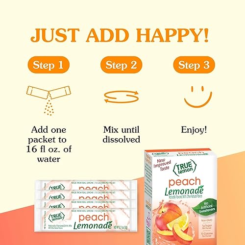 Miniatura 20 de True Lemon - Mezcla de bebida original de limonada Hecho de limón real Sin conservantes, sin edulcorantes artificiales, sin gluten Paquetes