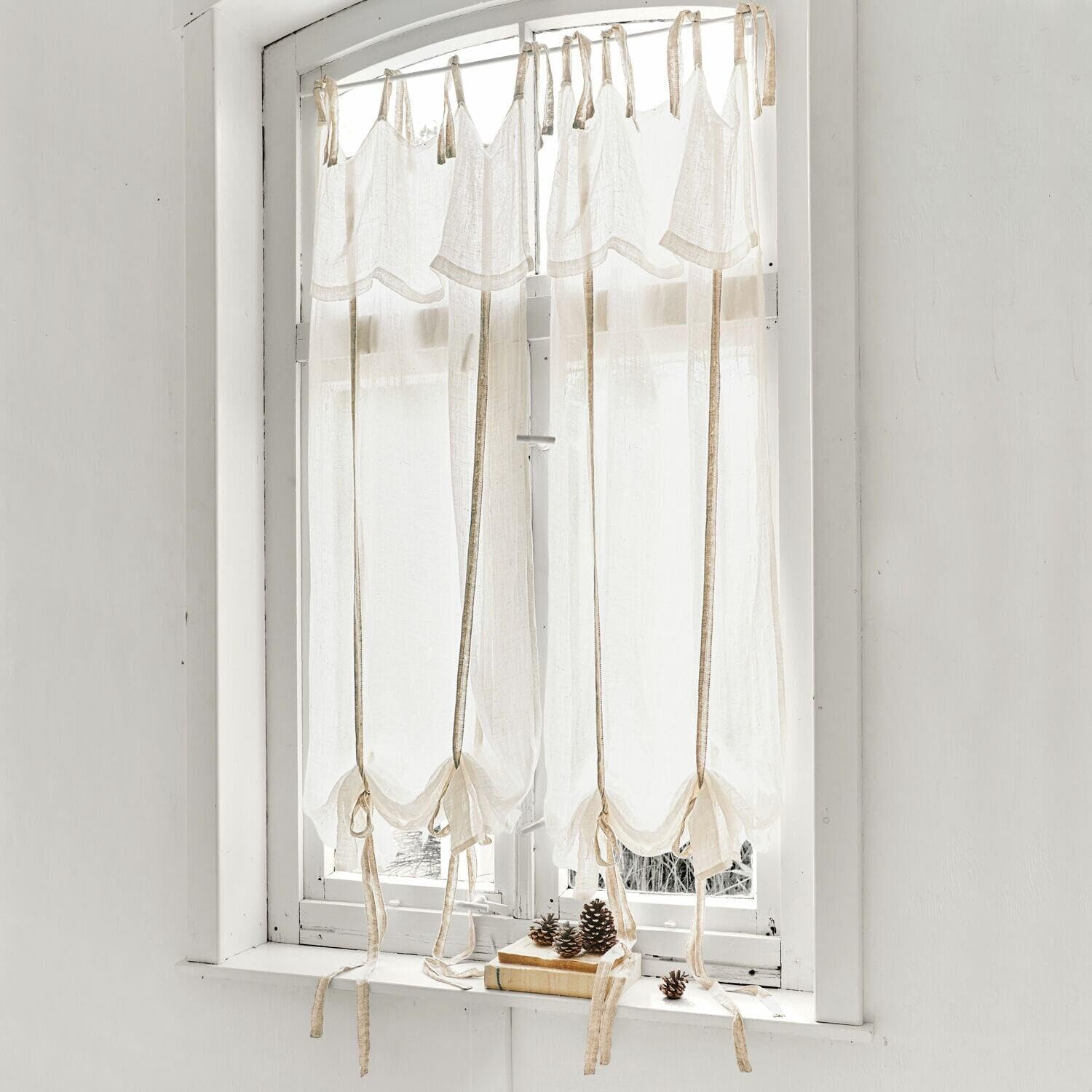 Loberon Brise-bise Eleyn - Coton - H/L Env. 65/45 Cm - Blanc, Blanc