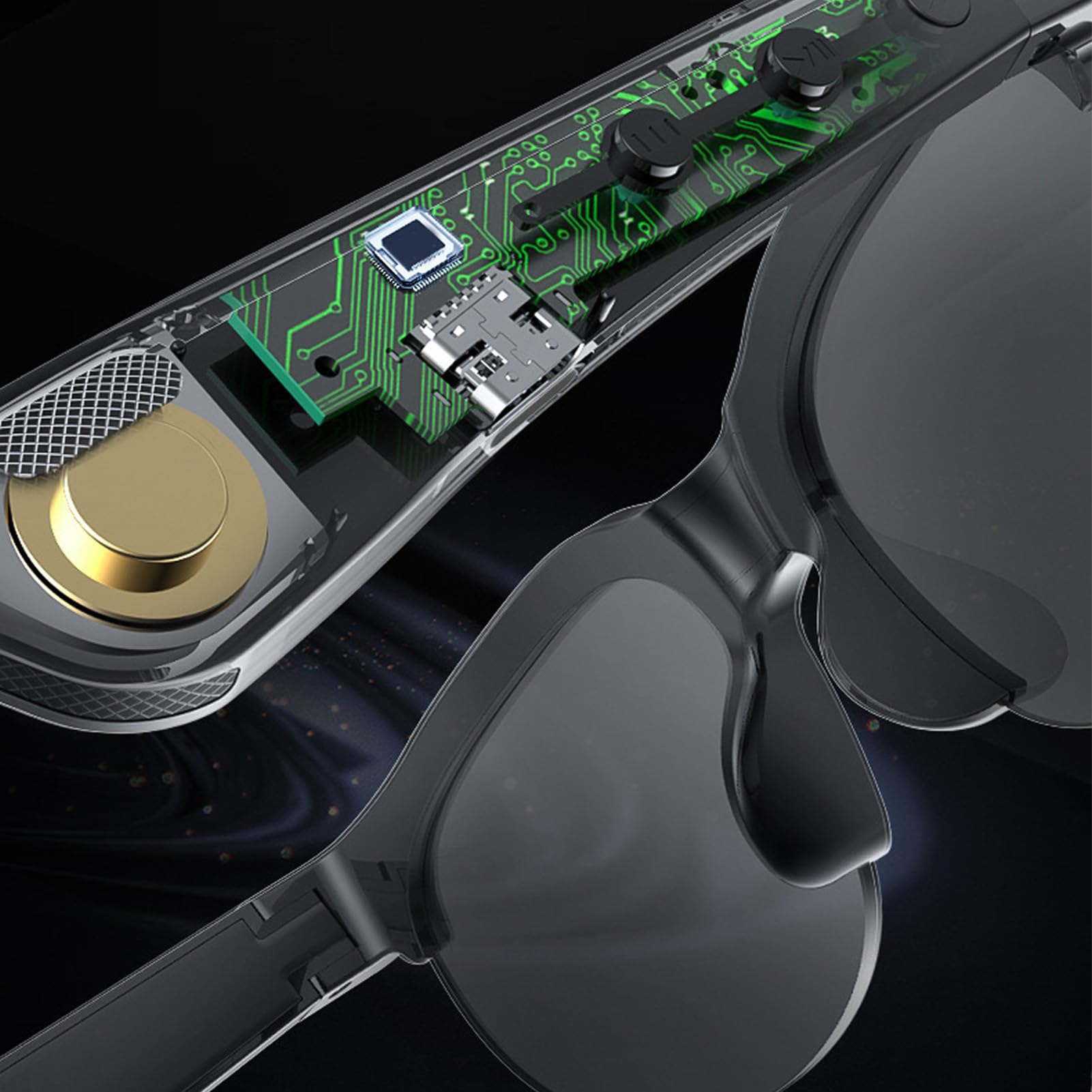 VBESTLIFE Gafas Inteligentes de IA, 144 Gafas de Traducción de Idiomas, Gafas de Sol Inteligentes con Micrófono y Altavoz, Gafas Bluetooth para Hombre y Mujer