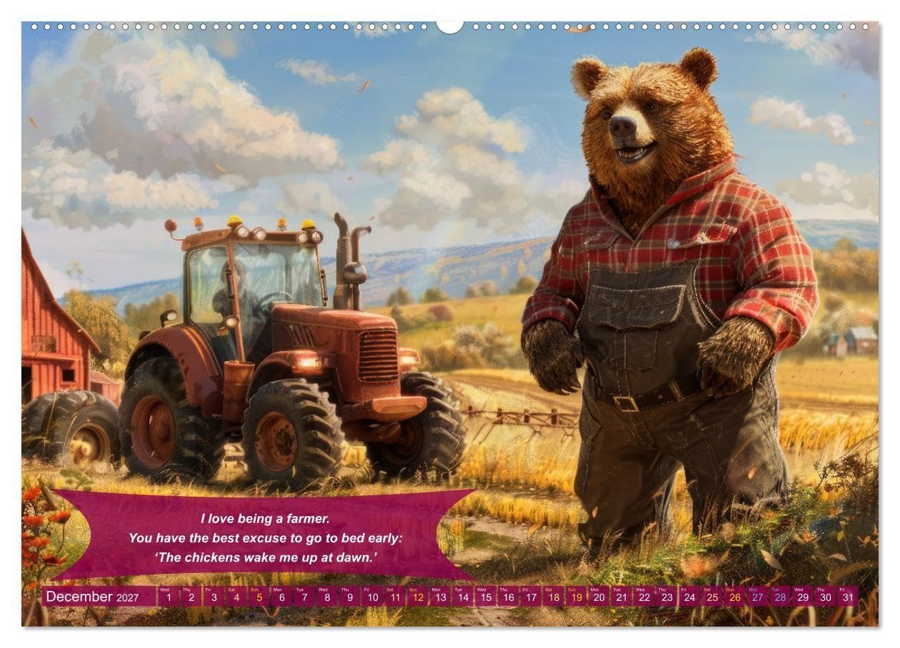 Funny charming animals as farmers (Wall Calendar 2027 DIN A2 landscape), CALVENDO 12 Month Wall Calendar: A funny calendar with animals in a farmer outfit