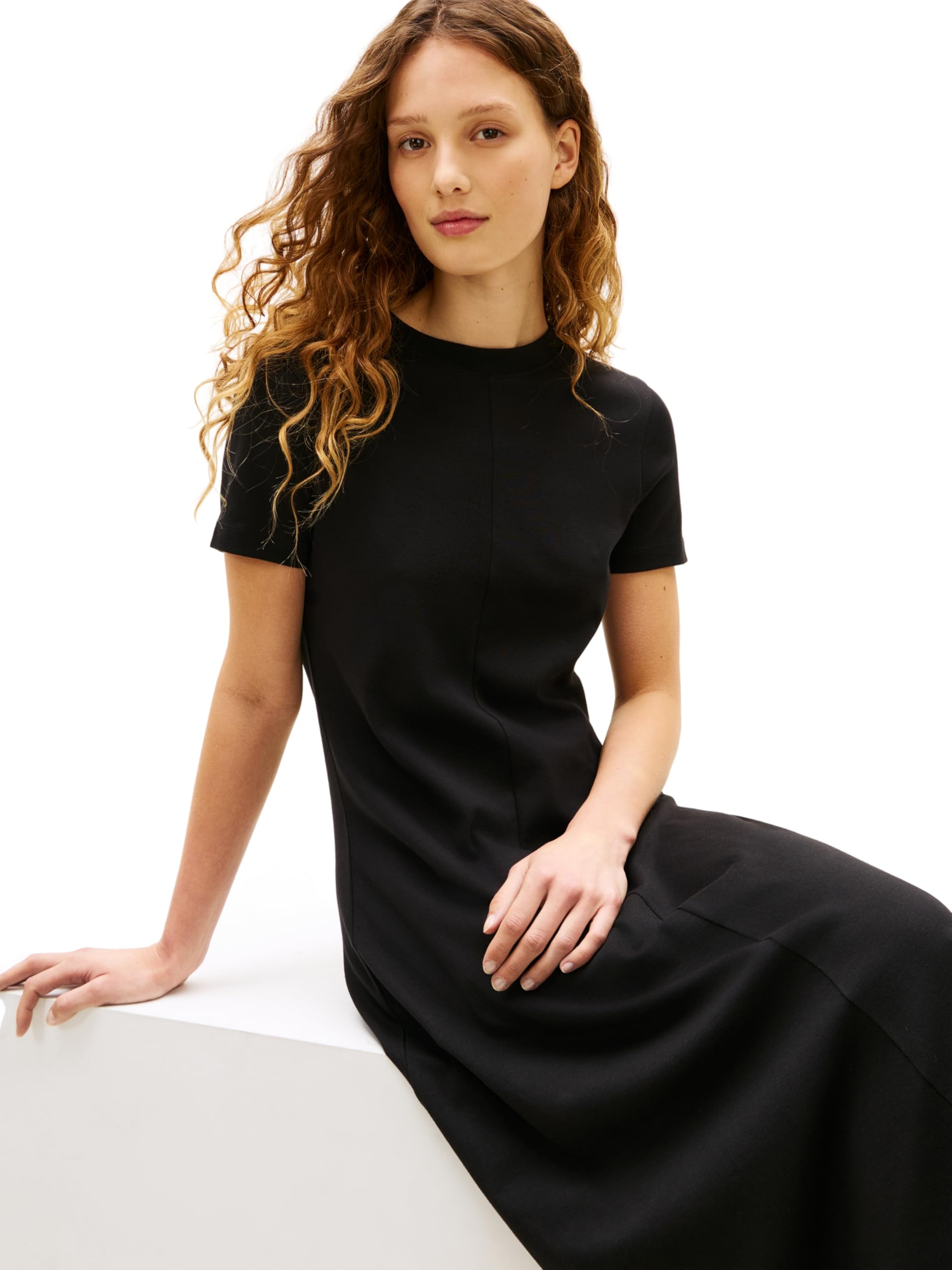 Tommy Hilfiger Damen Interlock F&f Midi Dress Ww0ww50825 Ausgestelltes Kleid (1er Pack)