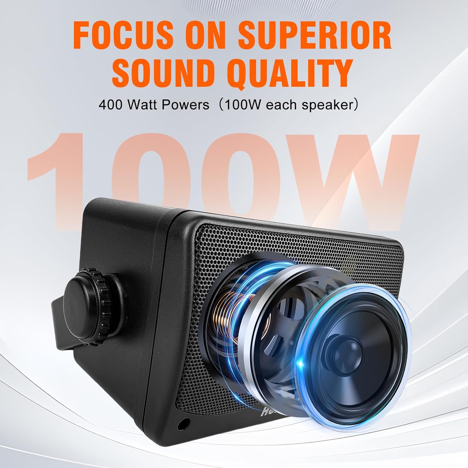 Herdio 3.5 Inch Passive Outdoor Speakers Wired Waterproof Wall Mount Speakers with 400W Superior Sound, All-Weather Durability, for Home Patio Garden Marine Boat Garage Indoor,4-Pack Balck - Image 4