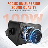 Vista 4 de Herdio Altavoces para exteriores de 3.5 pulgadas con cable, impermeable, sistema de altavoces de montaje en pared con 400 vatios de graves potentes