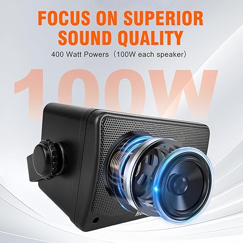 Miniatura 4 de Herdio Altavoces para exteriores de 3.5 pulgadas con cable, impermeable, sistema de altavoces de montaje en pared con 400 vatios de graves potentes