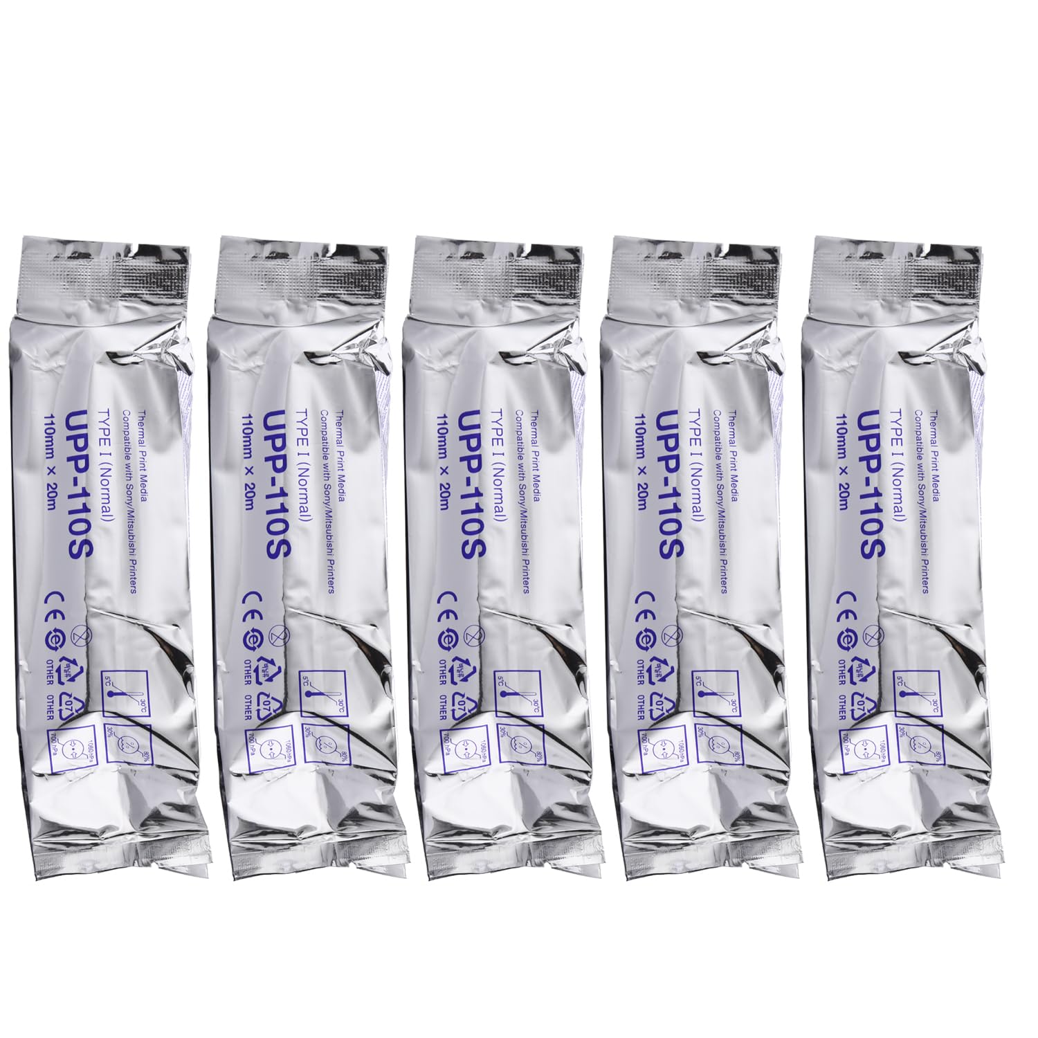 UPP-110S Ultrasound Paper, Replacement for UPP-110S 110 mm x20m, Black and White Video Thermal Paper 5 Rolls