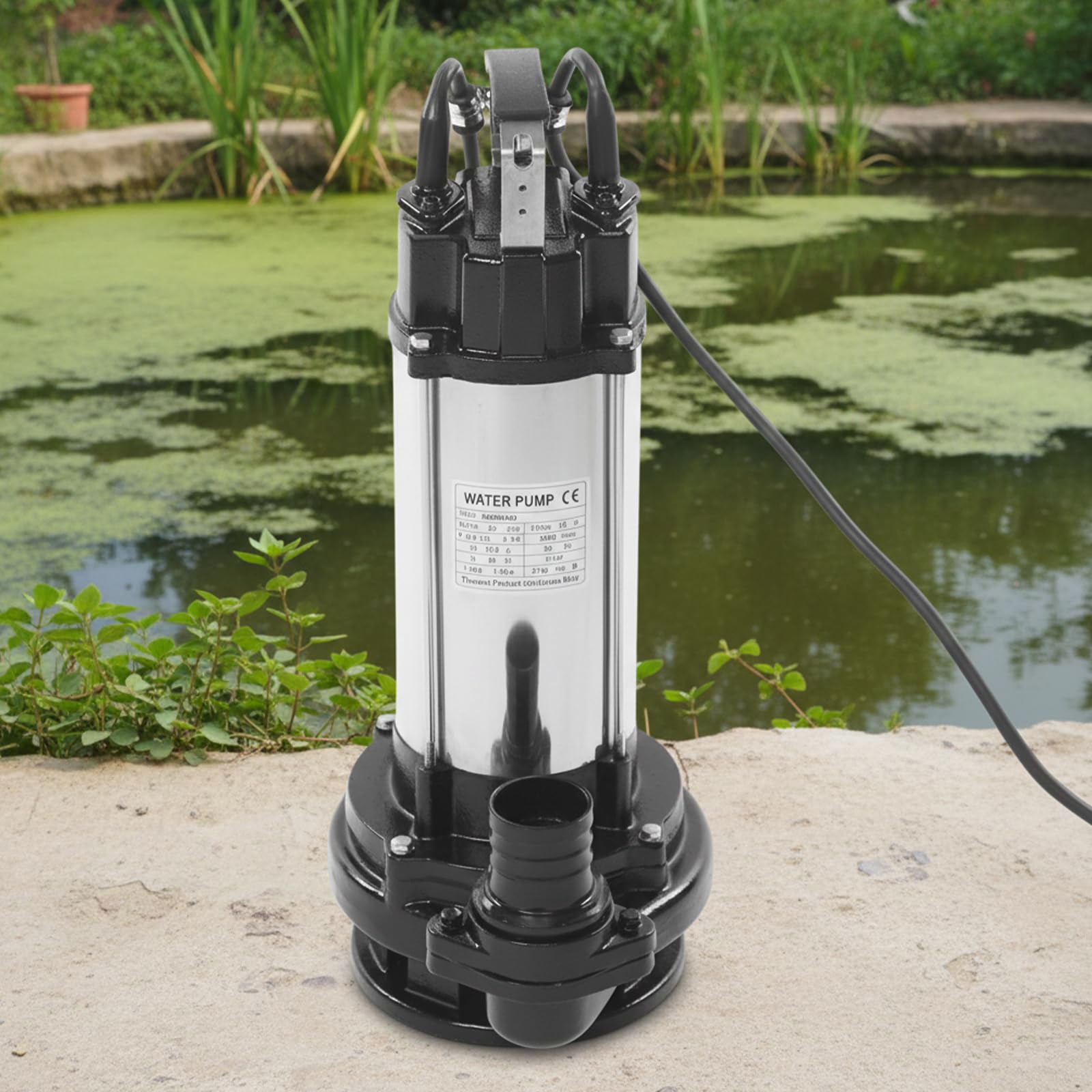 Tauchpumpe Schmutzwasser,2200W Edelstahl-Abwasserpumpe 26000L/H,Schutznormen IP68,Förderhöhe 25m 2850rpm Abwasser-Tauchpumpe für Bau und Abwasser