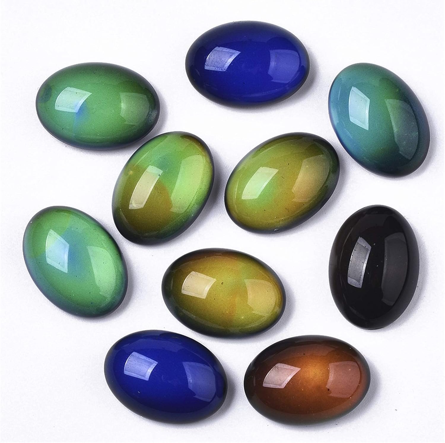 Craftdady Temperature Sensing Color Changing Glass Cabochons Translucent Crystal Mood Cabochons for Pendant Jewelry Ring Cuff Making