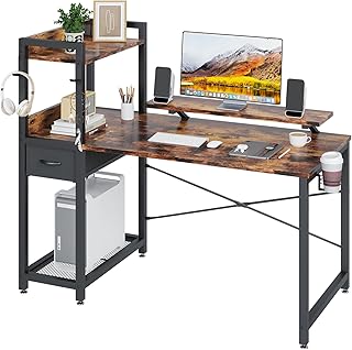 TREETALK Computer Desk, 47In Reversible Working Desk with St