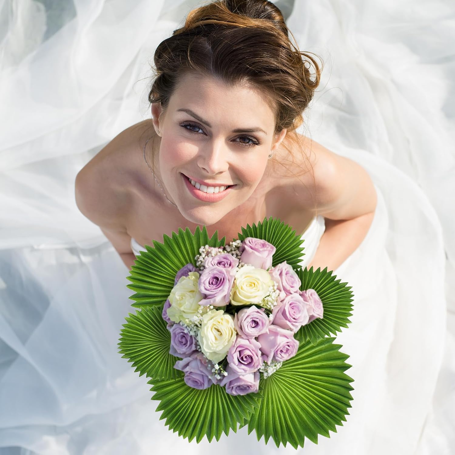 12 PCS Artificial PU Foam Palm Leaves Tropical Fake Greenery for Wedding Bouquet Party Decor Boho Home Centerpieces DIY Floral Arrangements - Image 7