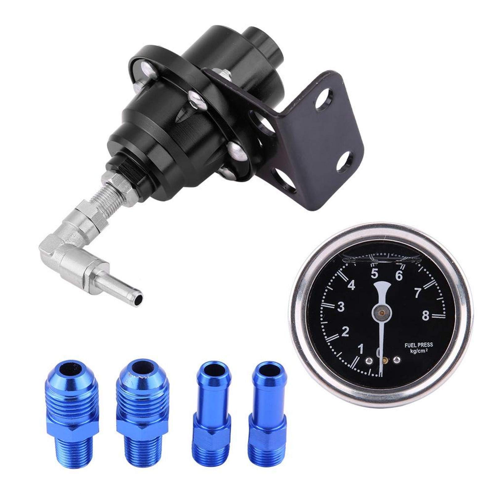 Fydun Regolatore Di Pressione Del Carburante Universale, 160psi Regolabile, Kit Con Manometro, In Alluminio Leggero, Migliora L’Efficienza Del Carburante, Compatibile Con Motori Turbo(Nero)