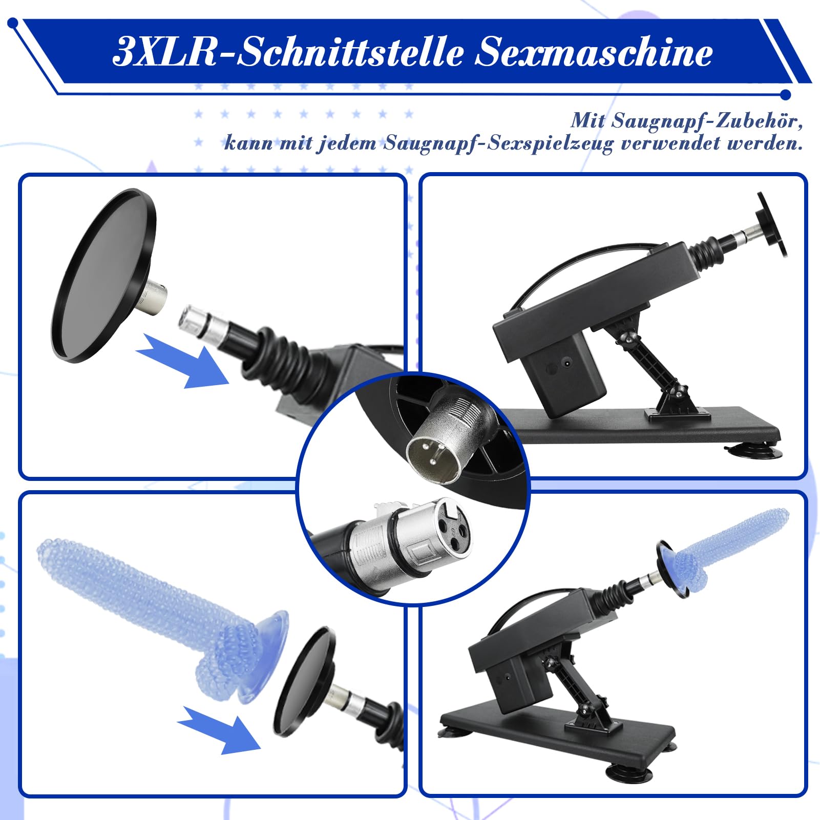 Sexmaschine mit 6 Sexspielzeug Dildo Zubehör und 10cm Saugnapf Adapter
