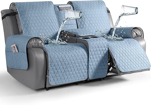 Miniatura 19 de TAOCOCO - Funda para sofá reclinable de dos plazas 100% impermeable con consola, funda para sofá reclinable lavable y antideslizante para 2 Gris