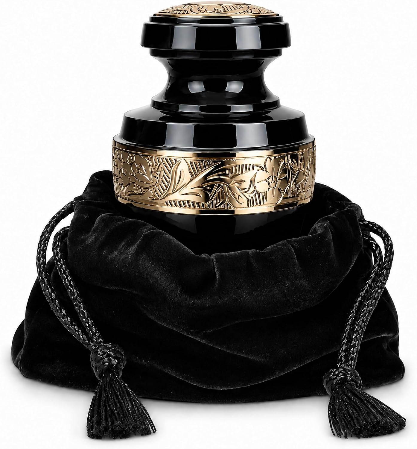 Classic Gloss Black Keepsake Urn for Ashes Adult Male – Small Keepsake Sharing Cremation Urns for Human Ashes – Memorial Funeral Urn for Men & Women, Home Display, or Burial