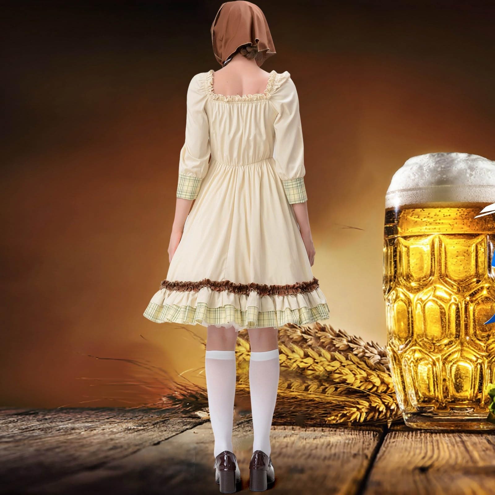 Abito da Cerimonia Donna Dirndl Schwarz Vestito Bavarese per Oktoberfest Abito Oktoberfest per Lungo al Ginocchio con Grembiule e Camicetta 3 Pezzi Elegante Abbigliamento Dress Feste