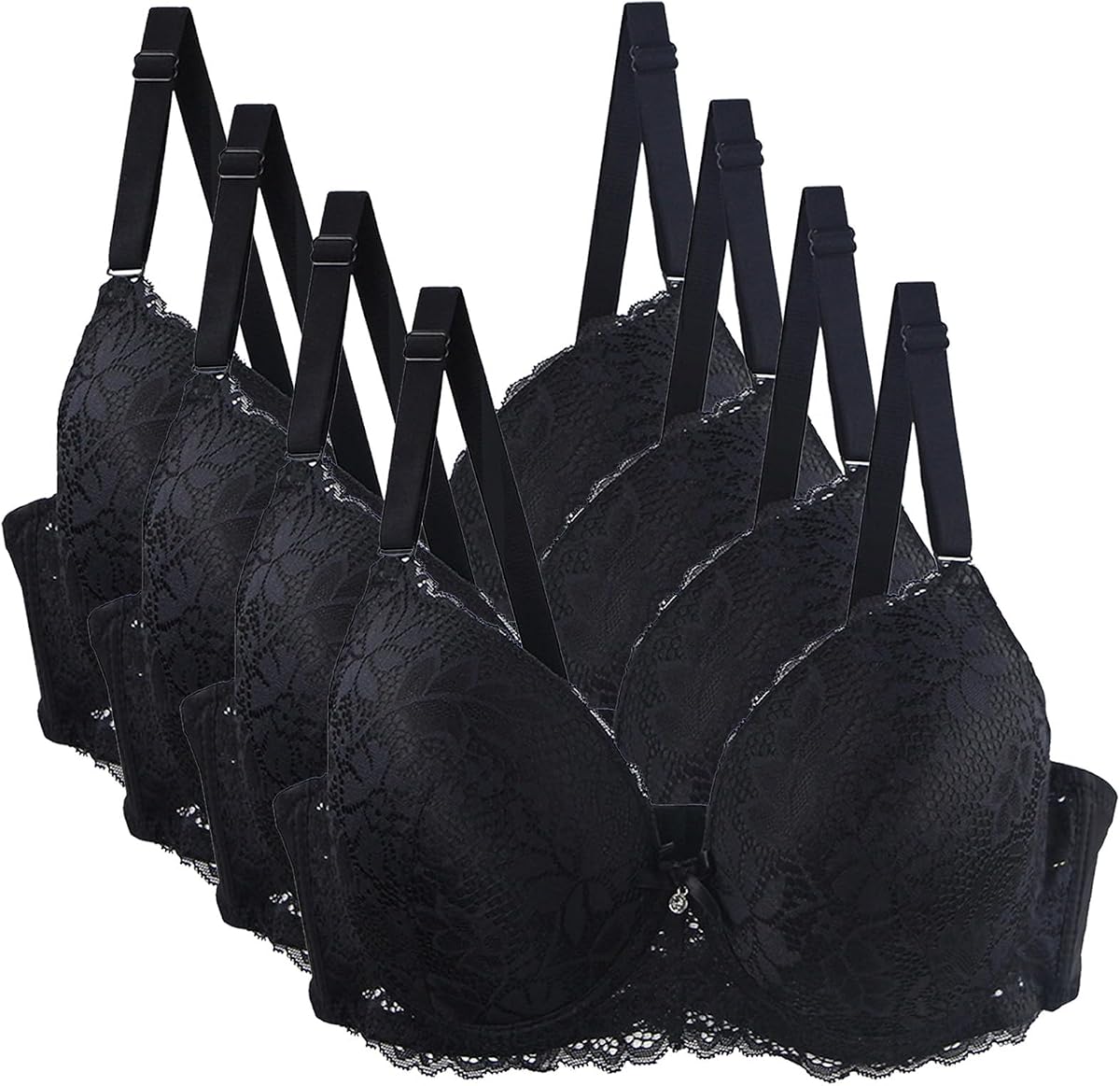Bras for Women Lace Athletic Breathable Seamless Bra Comfortable Adjustable Push Up Bralettes Ladies Underwear 2-Pack