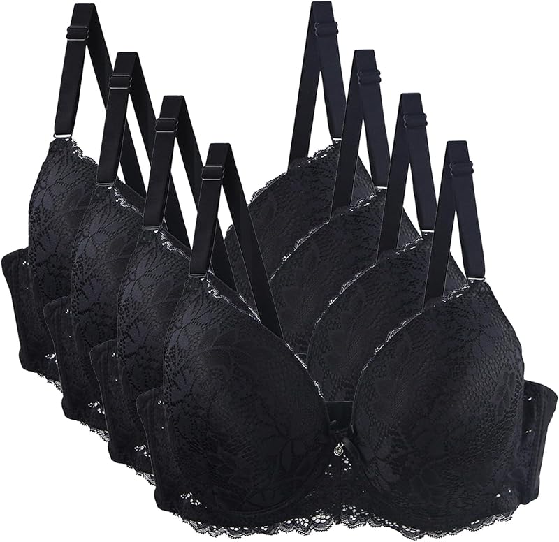 Bras for Women Lace Athletic Breathable Seamless Bra Comfortable Adjustable Push Up Bralettes Ladies Underwear 2-Pack