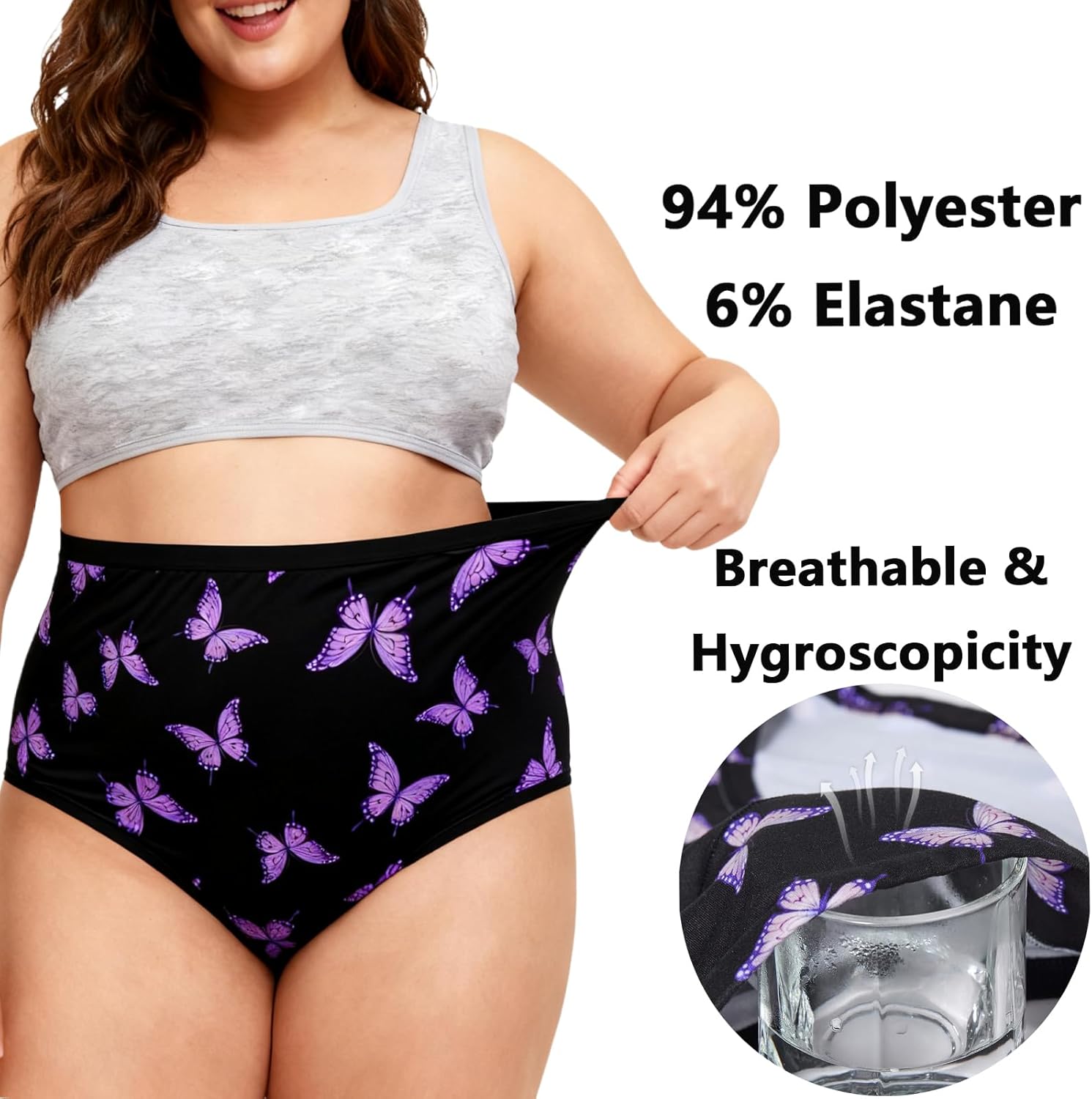Womens Underwear Plus Size Briefs XL-5XL High Waist 5-Pack Classic Print Panties for Curvy Women - Image 4