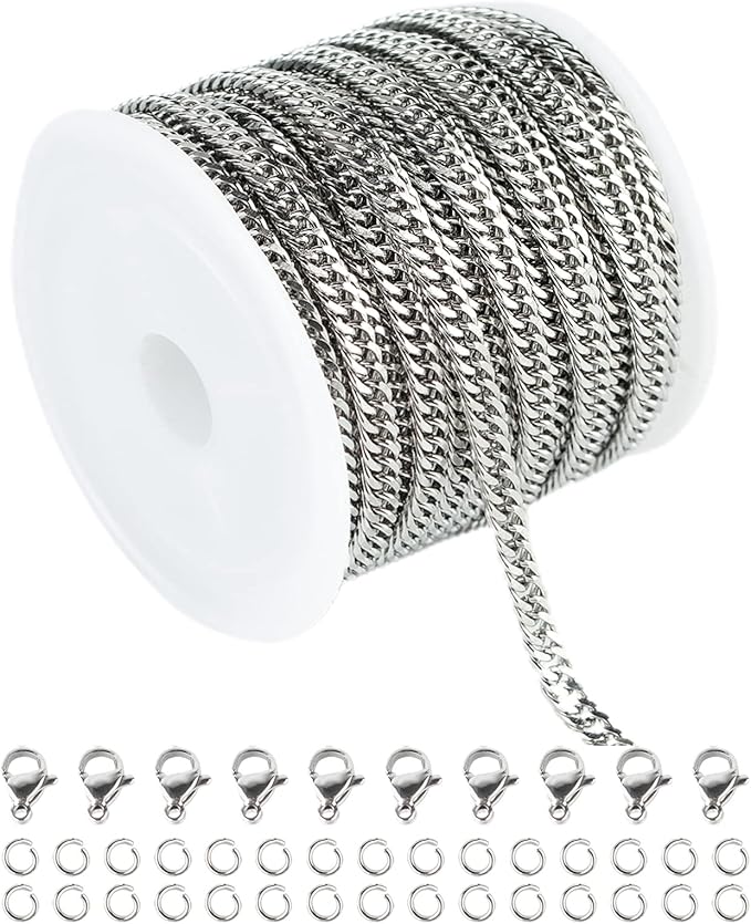 YOUBEIYEE Silver Chain Bulk Jewelry Making Supplies 304