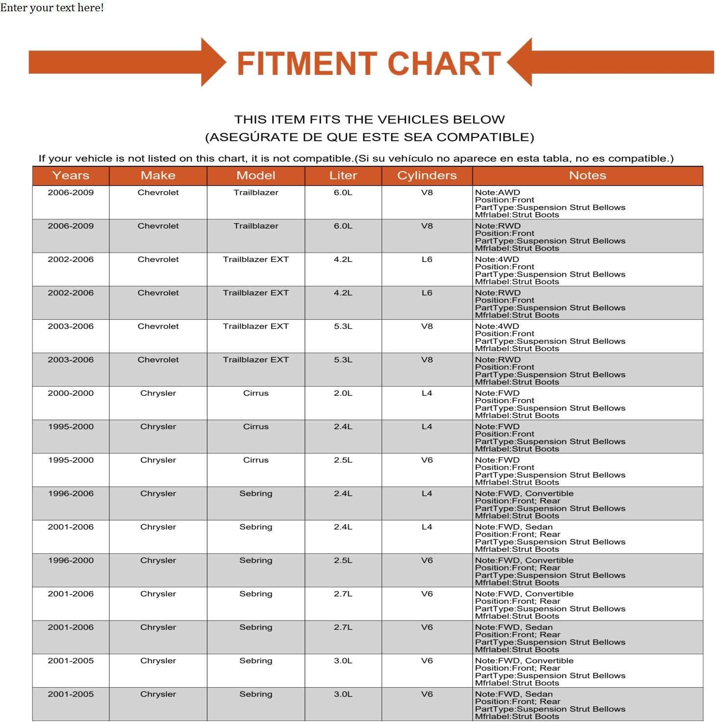 Replacement PAIR SUSPENSION SHOCKS/STRUTS BELLOW DUST BOOT with BUMPER BUMP STOP EB3-4934872