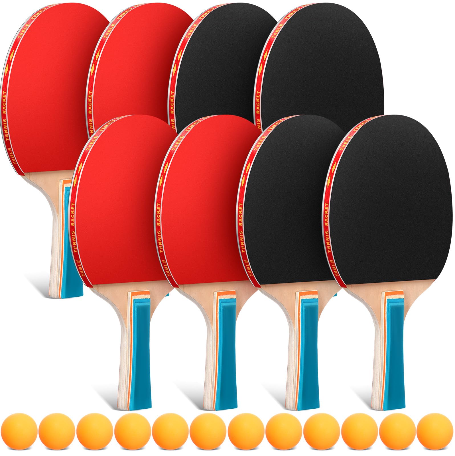 Liliful Table Tennis Paddle Set Table Tennis Rackets Bulks Paddles Portable Accessories for Indoor Outdoor Games, Color Handle