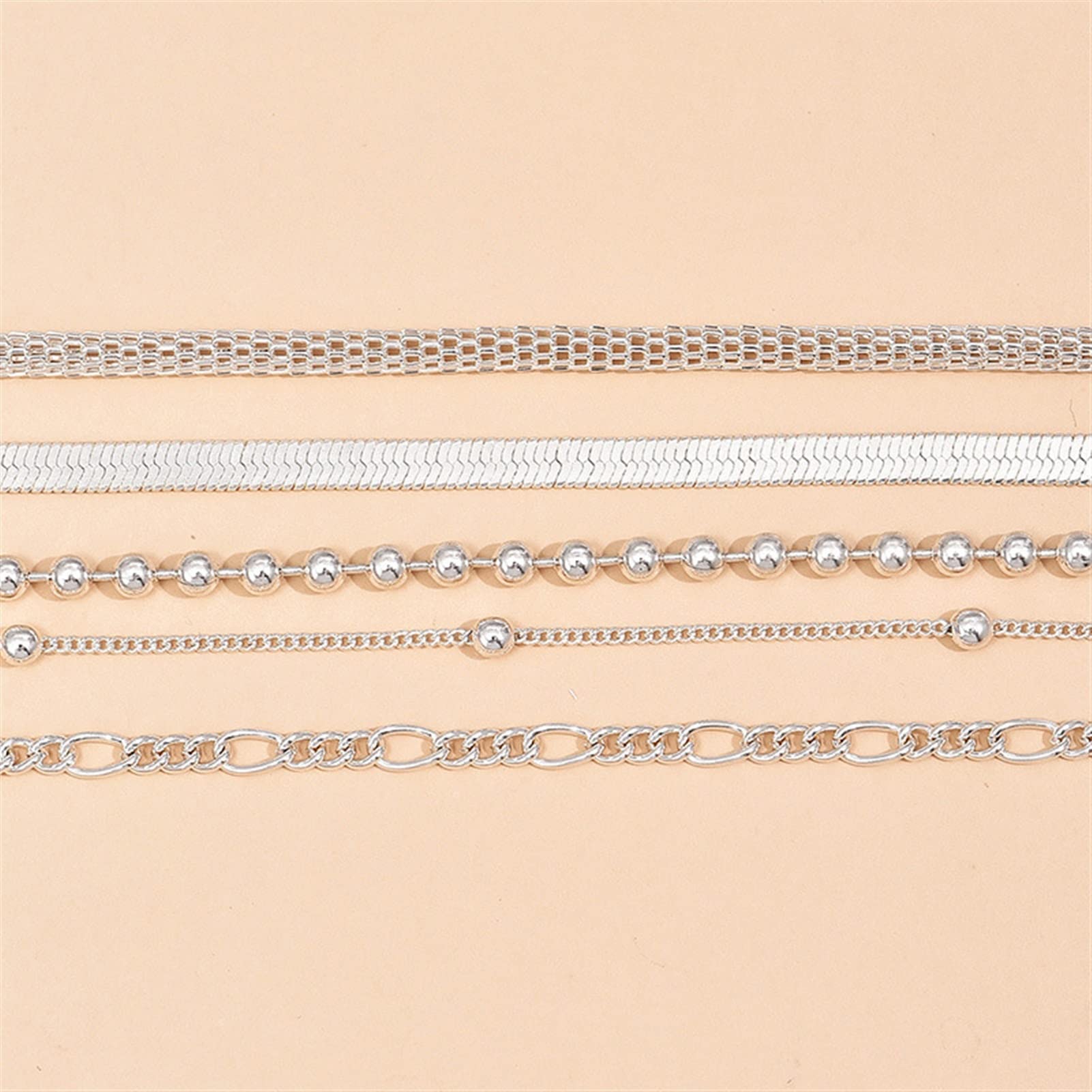 LNNSHX Donne alla Moda Perline Catena con ciondoli Bracciale alla cavigliera Spiaggia Surf Accessori per Gioielli a Piedi Nudi (5 Pezzi/Set) Bracciali