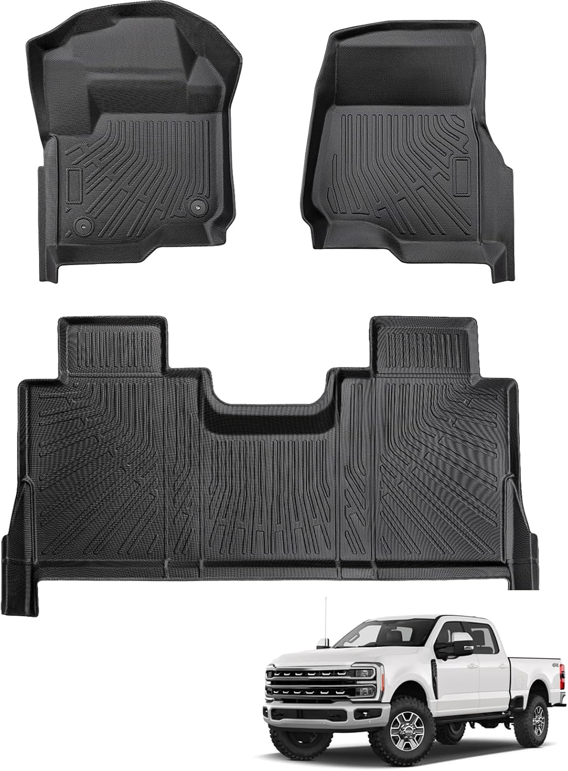 carqiwireless floor mats for ford f250/f350/f450 2017-2024 2025 super duty crew cab,all weather heavy-duty tpe 1st & 2nd row rubber full set liners truck mats for ford f-250/f-350/f-450 accessories