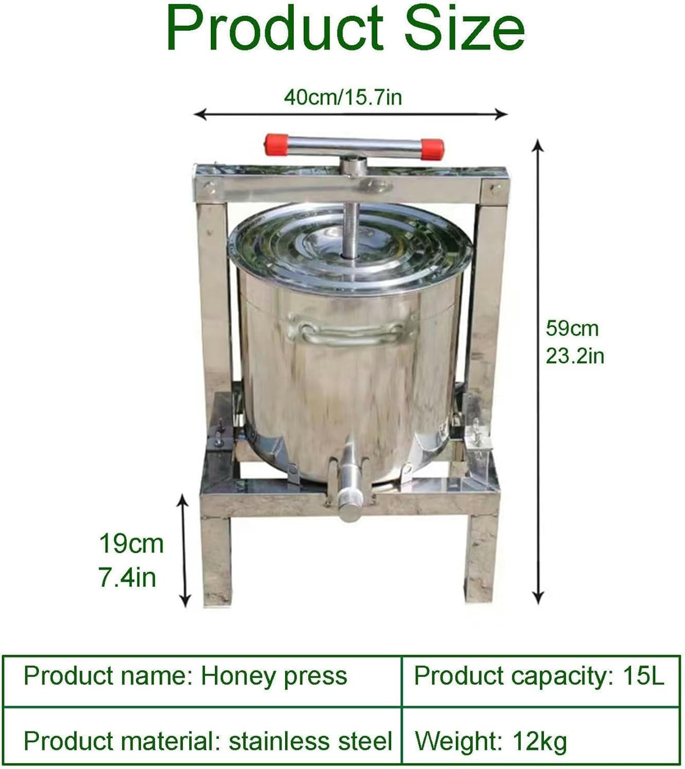 Stainless Steel Manual Honey Presser, Honey Preparer for The Home, Beekeeping Tool