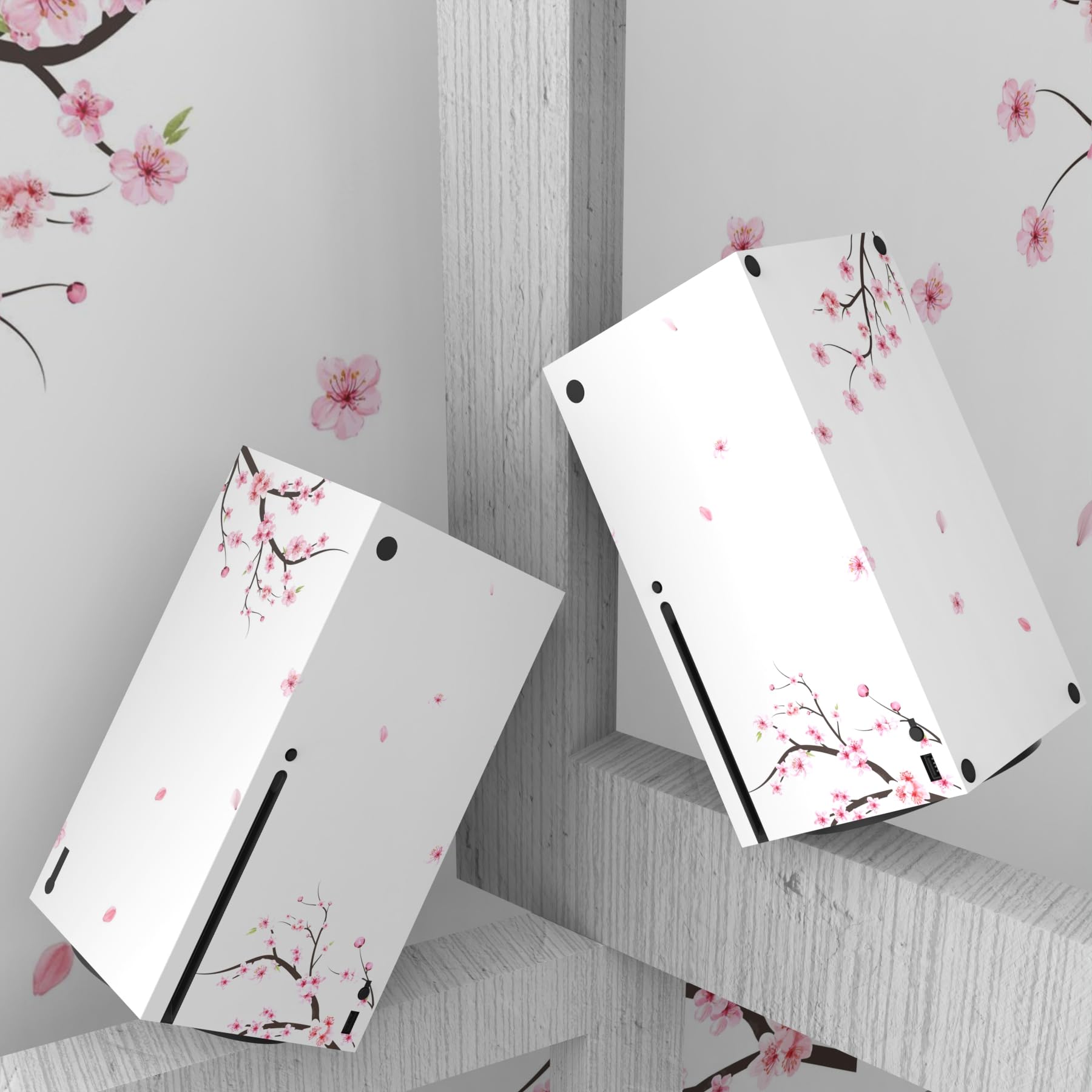PlayVital Falling Cherry Blossom Custom Vinyl Skins for Xbox Series X, Wrap Decal Cover Stickers for Xbox Series X Console Controller - 5
