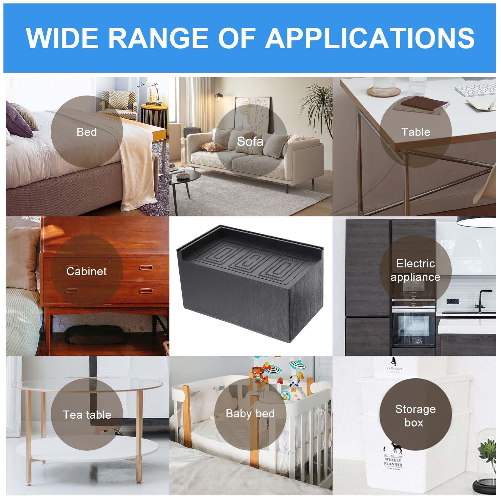UKCOCO Elevadores Niveladores de Muebles de Goma Negro 4piezas para Patas de Muebles Fácil Instalación Ideales para Escritorio y Mesa de Noche