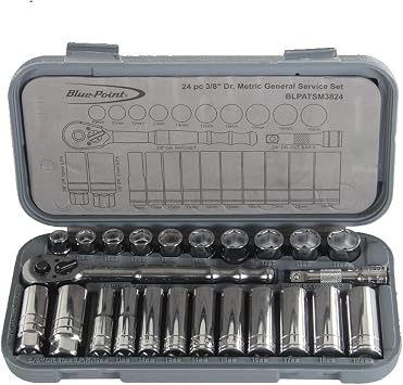 BluePoint BLPATSM3824, 3/8 DR Socket Set, 24PC/Set Metric