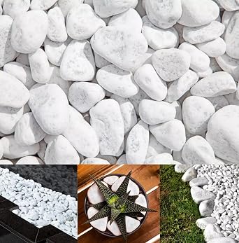 Carrara Decorative Natural Marble SNOW WHITE 20-40mm 20 kg Pure White Pebbles Stones Gravel Chippings Landscape Garden Home 20, Kilograms
