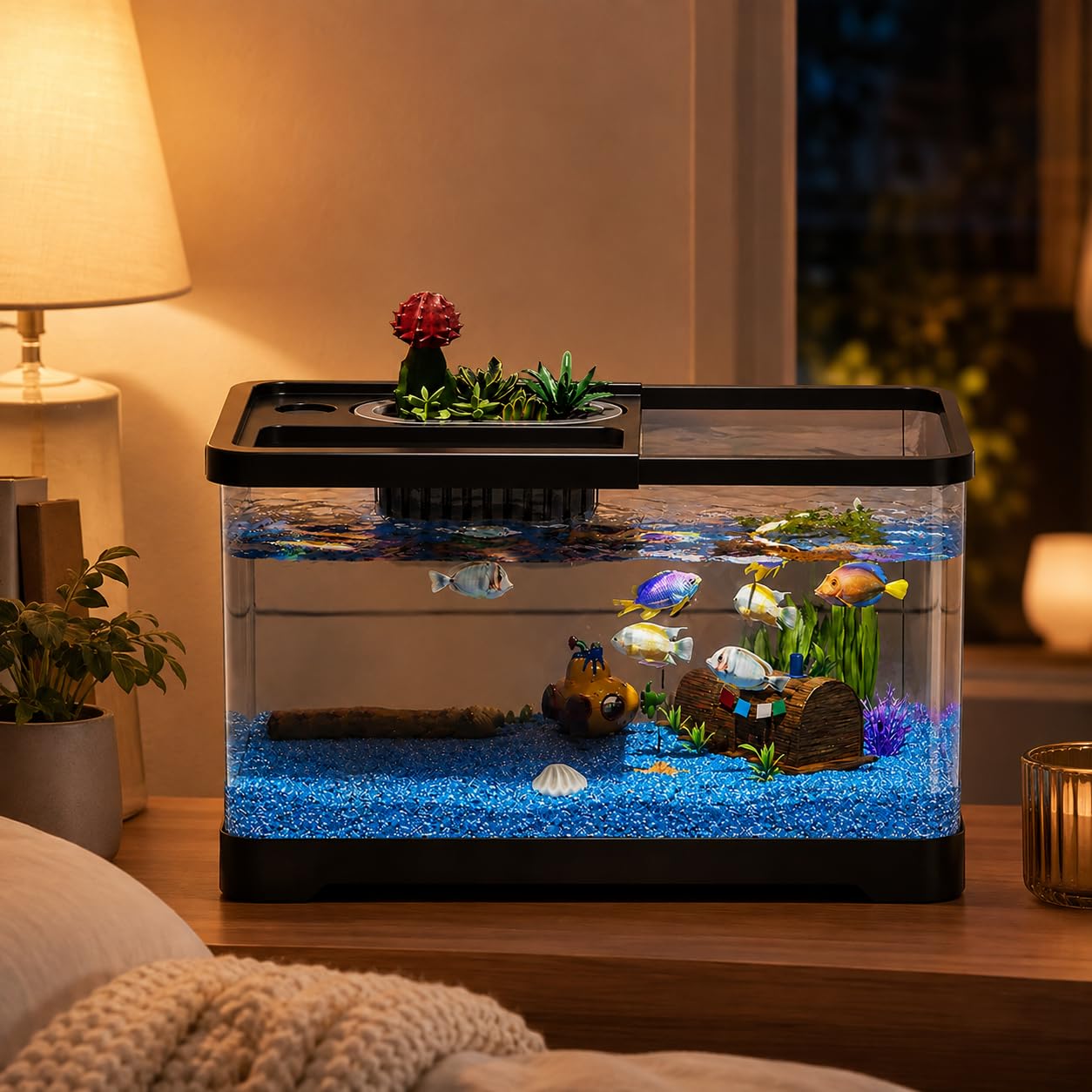 Starter kit per acquario in vetro da 10 galloni con luce LED e filtro
