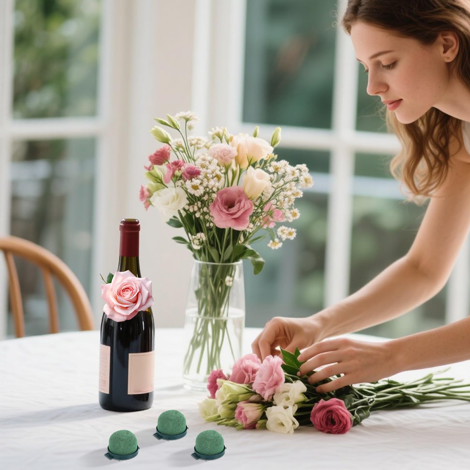 12pcs Flower Foam Ball Holder, Mini Floral Foam Block Small Round Florist Arrangements Artificial Flower Wedding Party Decorations Wine Bottle Decor (Green) - Image 4