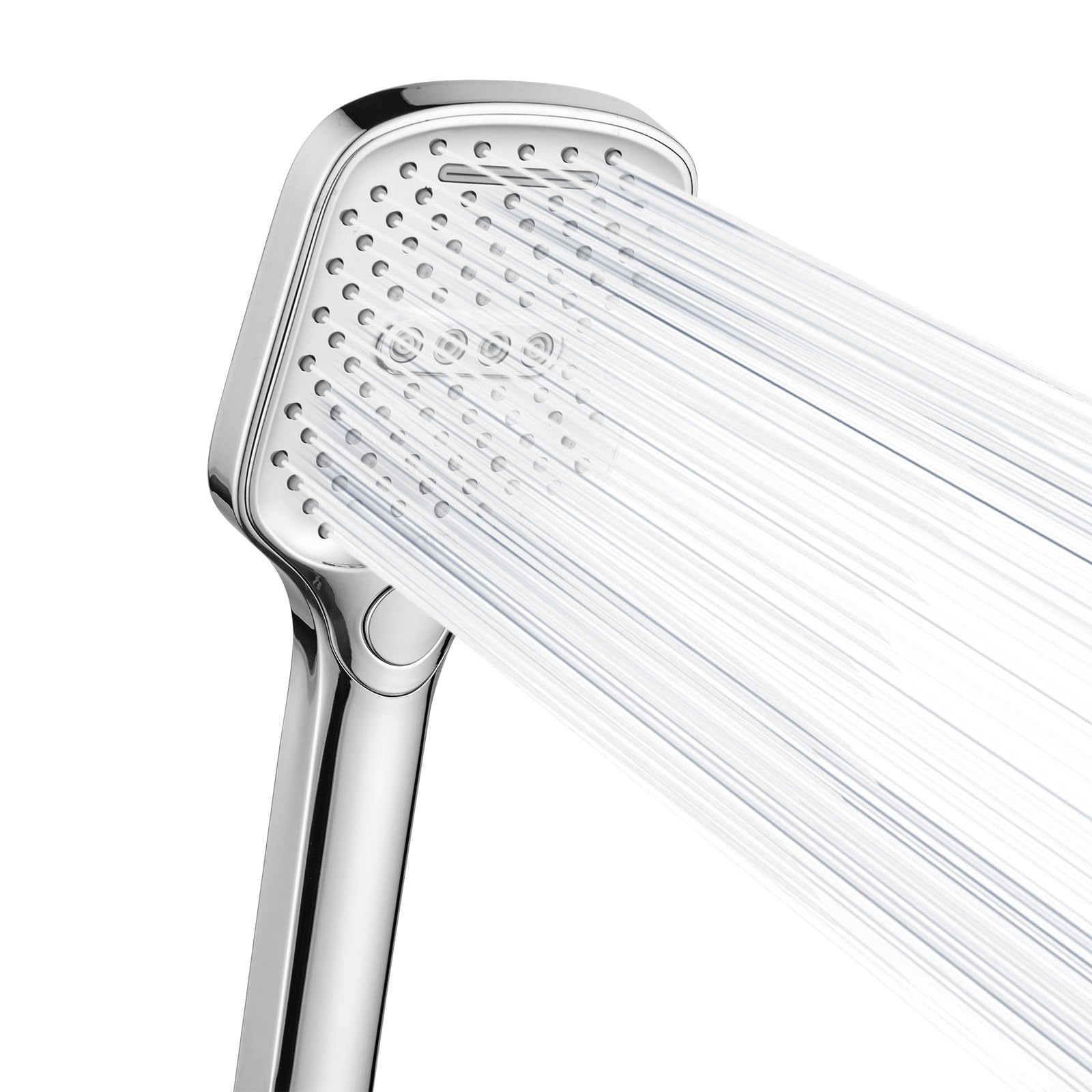 Ronvie Rain Shower Head, Chrome Plated High Pressure Shower Head with 3 Modes, 105mm Large Square Panel, Universal Water Saving Large Showerhead with Self-Cleaning Silicone Nozzle
